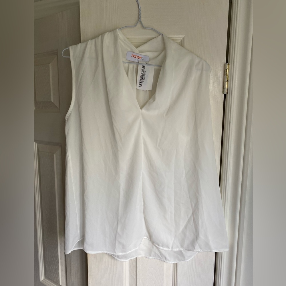 NWT Renee C. Women's White V-Neck Blouse